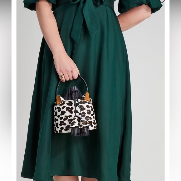 Kate Spade Buttercup Leopard Haircalf Small Bucket Bag Crossbody - Picture 16 of 16